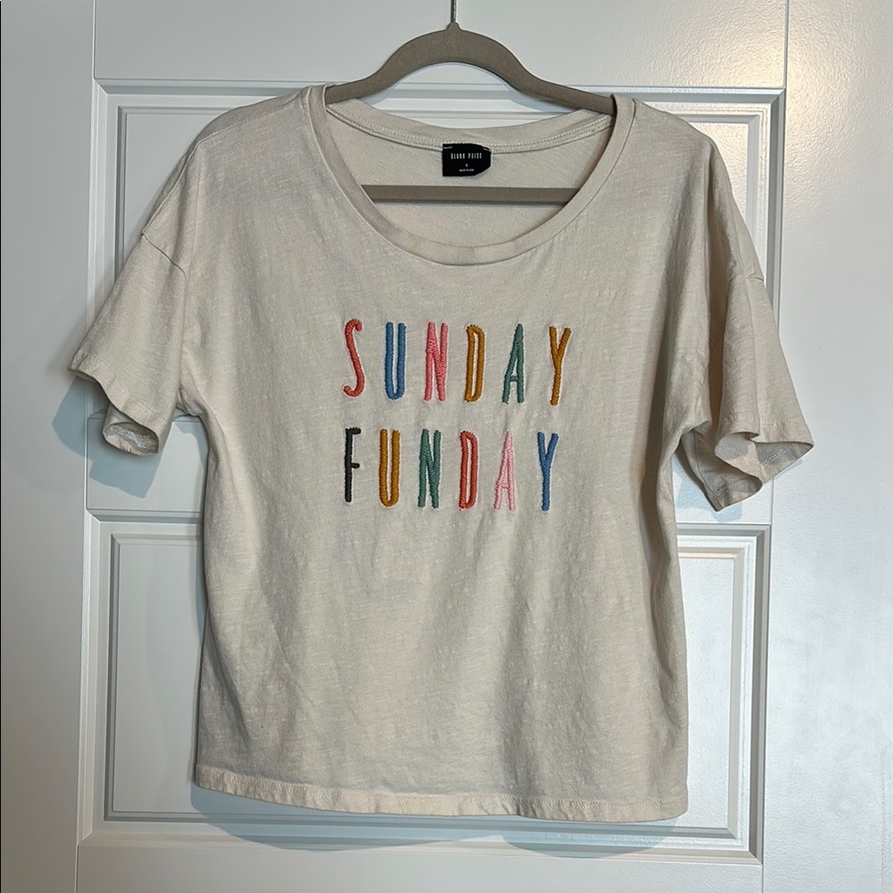 Anthropology Cream 'Sunday Funday' T-Shirt